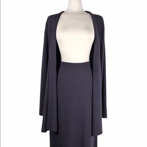 Eileen Fisher Purple Cardigan and Skirt Set